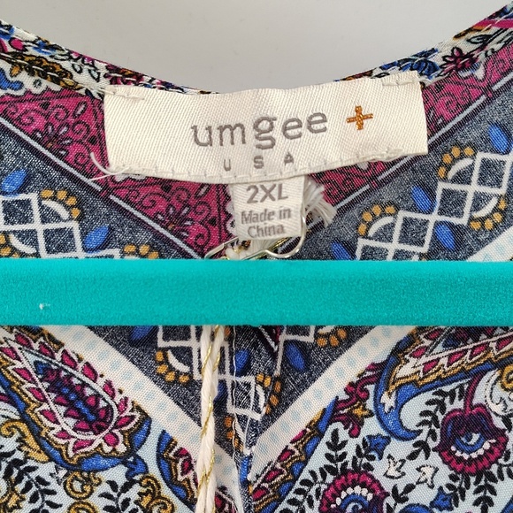 Umgee Open Duster Kimono Size 2X Multicolor Bell Sleeve NWT - Picture 4 of 6